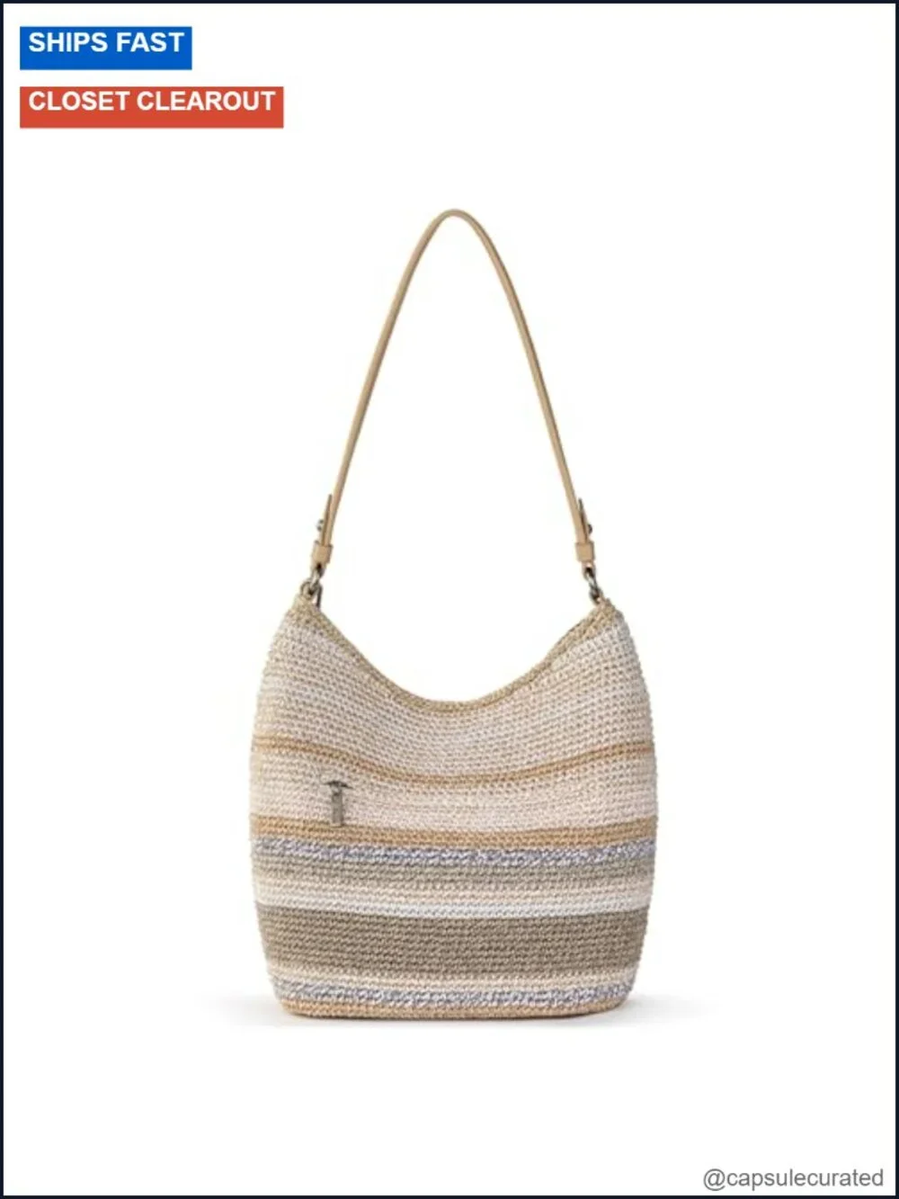 Hand Crochet Hobo Bag - Large Women's Purse, Tote with Zipper Pocket